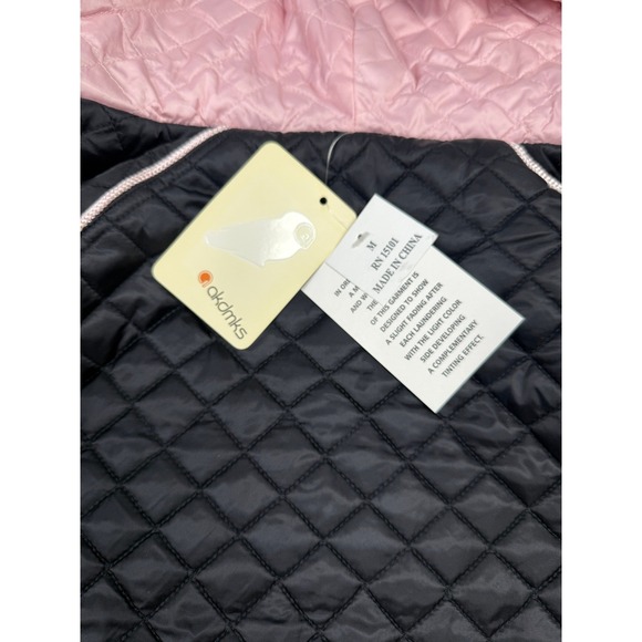 Akdmks Vintage Black Pink Quilted Hooded Bomber Jacket‎ Varsity Style Women's M - Picture 8 of 14